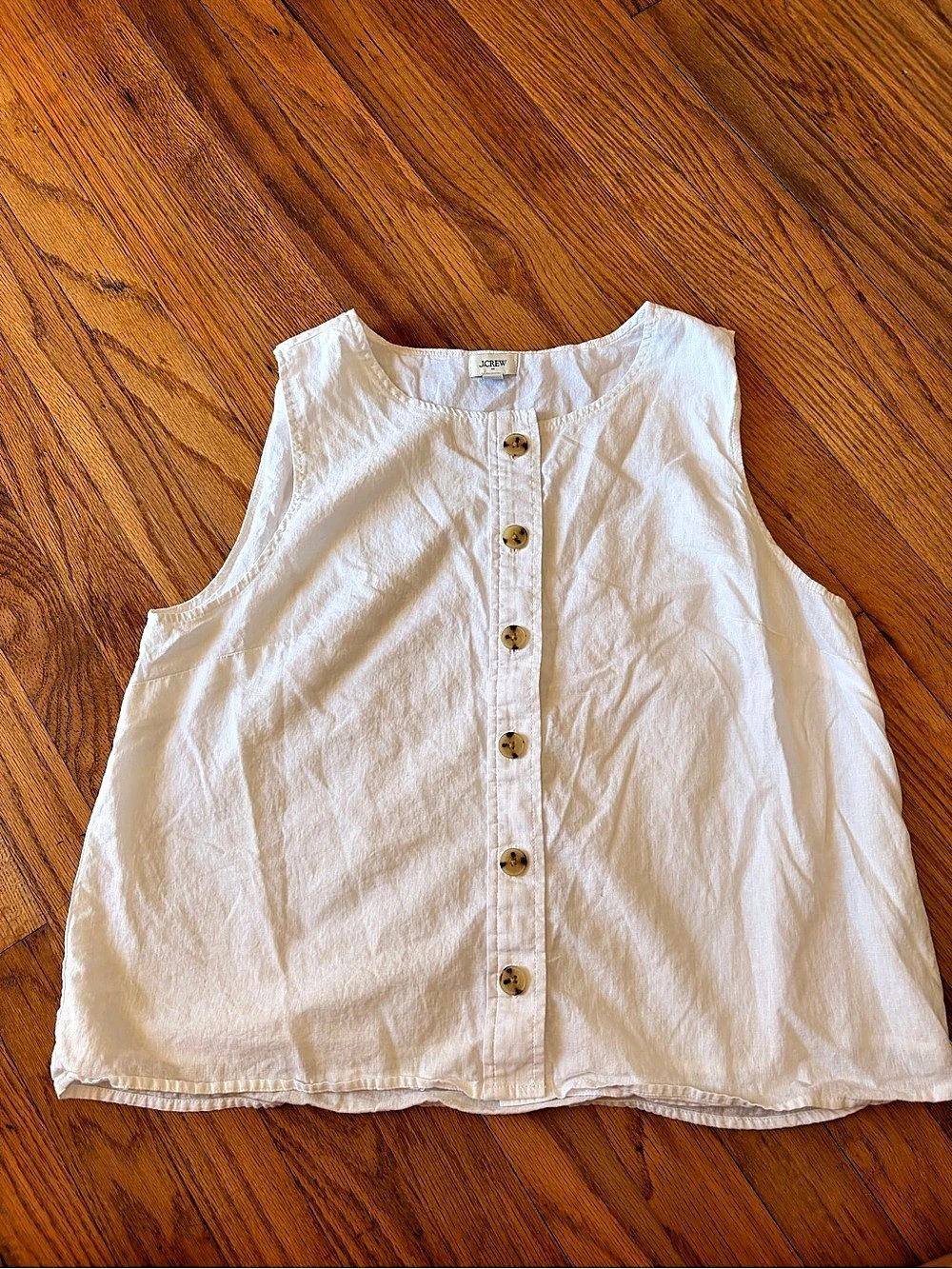 J.Crew White Cotton Sleeveless Button Front Top